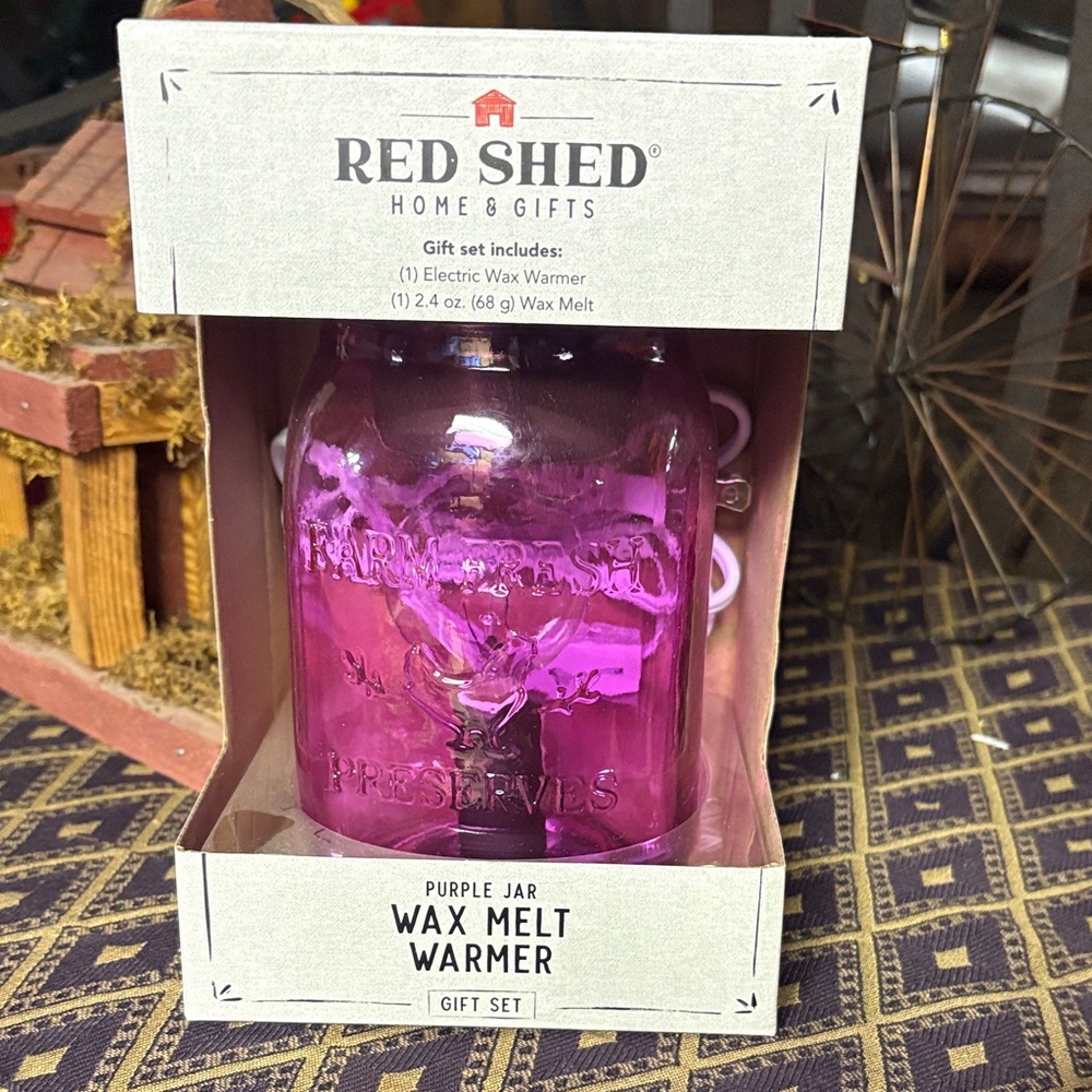 Red Shed Purple Jar Wax Melt Warmer Set
